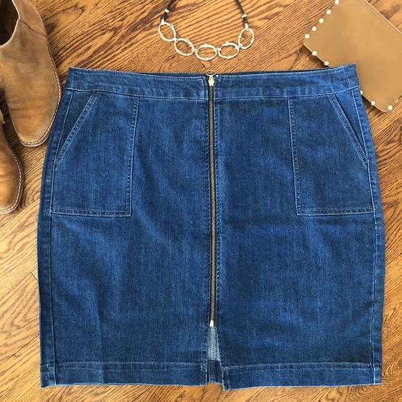 Style & Co. Dresses & Skirts - Style & Co 18W Denim Stretch Zip Front Mini Skirt